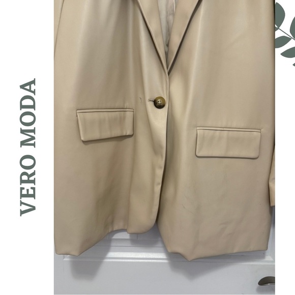 VERO MODA CURVE | Faux Leather Oversized Blazer Lined Tan Plus Size 18 - Picture 5 of 7